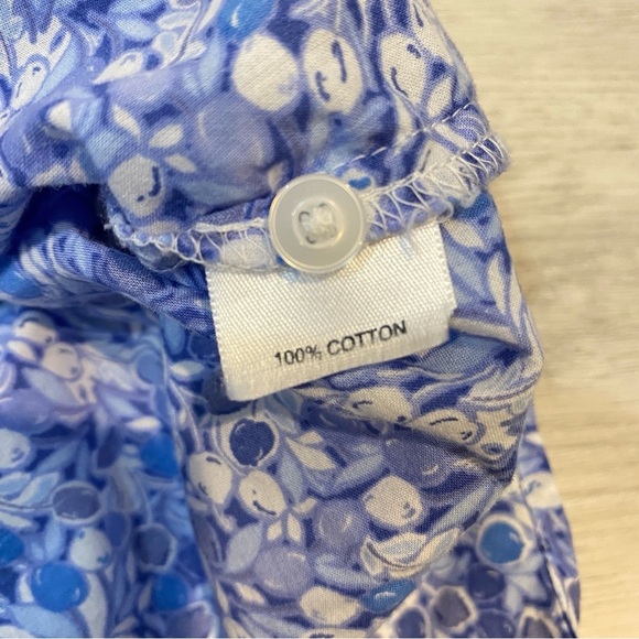 Vintage St. John’s Bay Cottagecore Blue Floral Print 3/4 Sleeve Collared Blouse - Picture 14 of 16